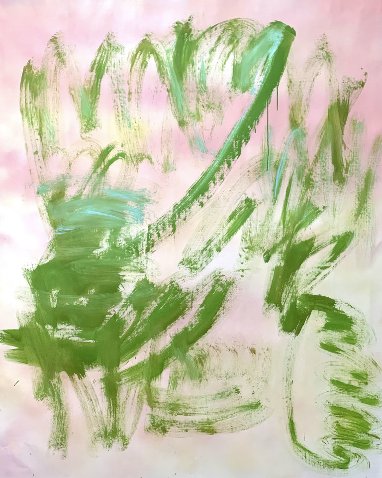 Sam Samiee, Untitled (Green on Pink), 2019