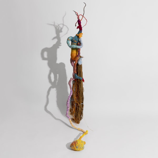 Bita Fayyazi, Beautiful Creatures, 2023, Weaving yarn, throw-away yarn (recycled), broken ceramics, and metal wire Image Courtesy of the Artist, and Dastan Gallery