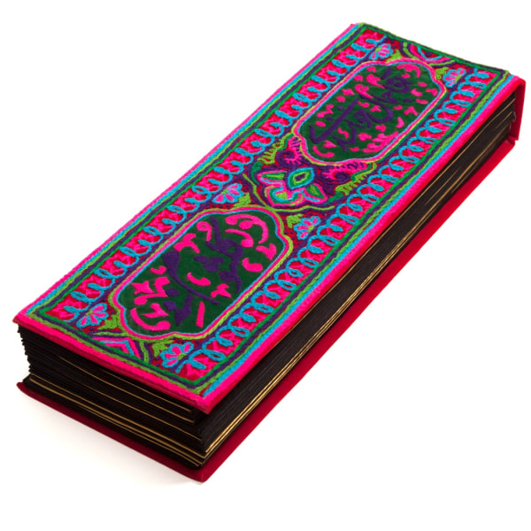 Homa Delvaray, Kolsum-Naneh, 2012, Hand Embroidery and Silk Screen Printing on Fabric, 48.5 x 17.5 cm, Courtesy of the Artist
