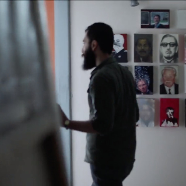 Aidin Xankeshipour at his Studio in Tehran. Still from the video "Stillness" by Alborz Kazemi.