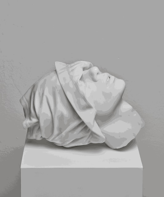 Reza Aramesh, Action 239: Study of the Head as Cultural Artefacts, 2023. Hand carved and polished Carrara marble