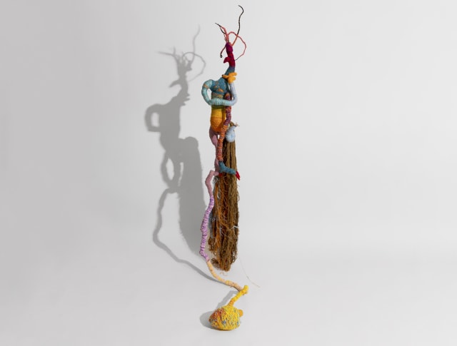Bita Fayyazi, Beautiful Creatures, 2023, Weaving yarn, throw-away yarn (recycled), broken ceramics, and metal wire Image Courtesy of the Artist, and Dastan Gallery